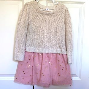Gap cream sweater dress with pink/gold stars sz 5